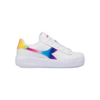 Sneakers bianche da bambina con logo arcobaleno Diadora Game Step Bloom PS, Brand, SKU s342000155, Immagine 0